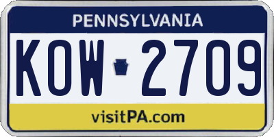 PA license plate KOW2709