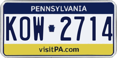 PA license plate KOW2714