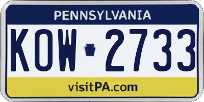 PA license plate KOW2733