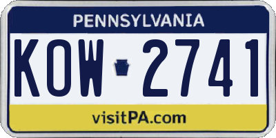 PA license plate KOW2741
