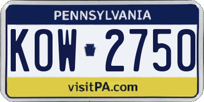 PA license plate KOW2750