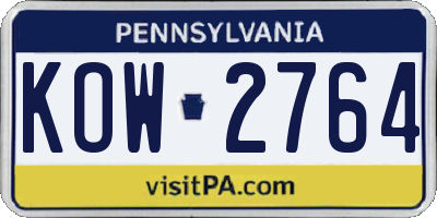 PA license plate KOW2764