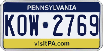 PA license plate KOW2769
