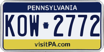 PA license plate KOW2772