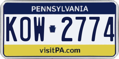 PA license plate KOW2774