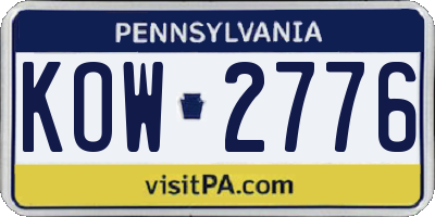 PA license plate KOW2776