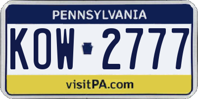 PA license plate KOW2777