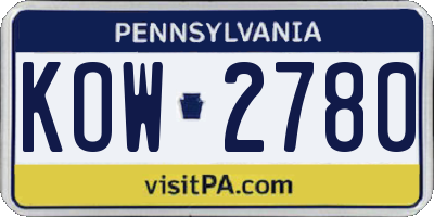 PA license plate KOW2780