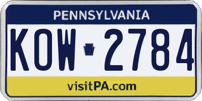 PA license plate KOW2784