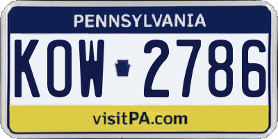 PA license plate KOW2786