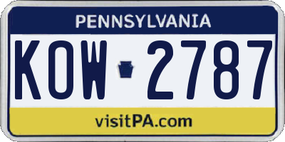 PA license plate KOW2787