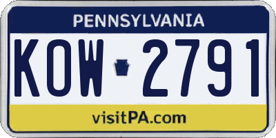 PA license plate KOW2791
