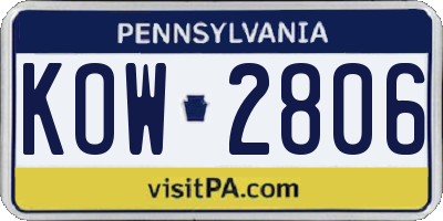 PA license plate KOW2806