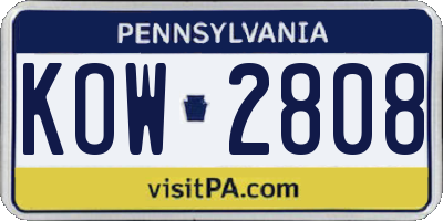 PA license plate KOW2808