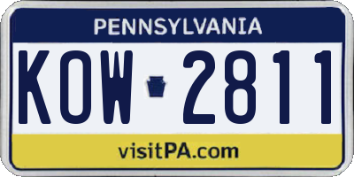 PA license plate KOW2811