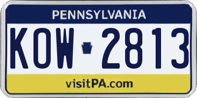 PA license plate KOW2813