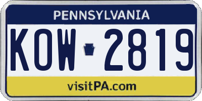 PA license plate KOW2819