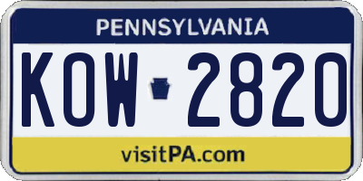 PA license plate KOW2820