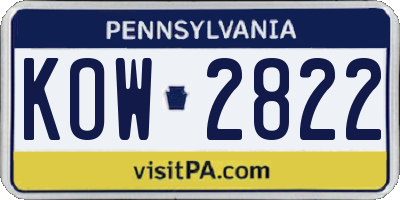 PA license plate KOW2822