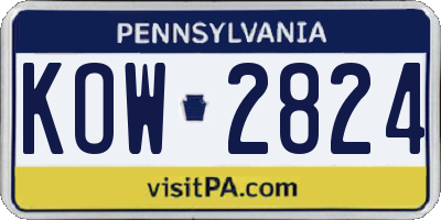 PA license plate KOW2824