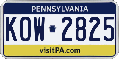 PA license plate KOW2825