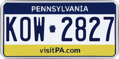 PA license plate KOW2827