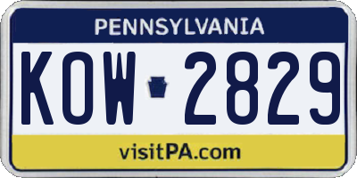 PA license plate KOW2829