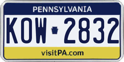 PA license plate KOW2832