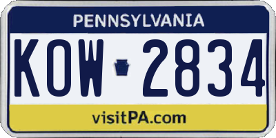 PA license plate KOW2834