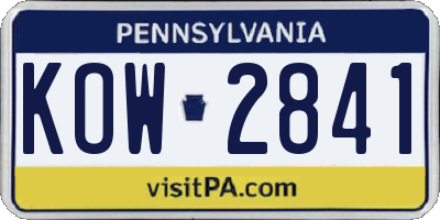 PA license plate KOW2841