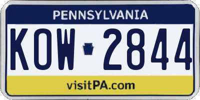 PA license plate KOW2844