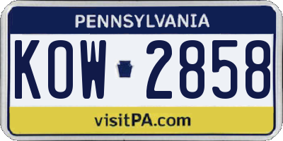 PA license plate KOW2858