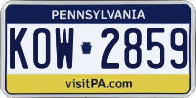 PA license plate KOW2859