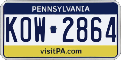 PA license plate KOW2864
