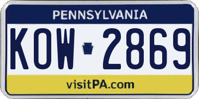 PA license plate KOW2869