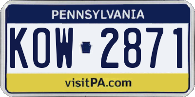 PA license plate KOW2871