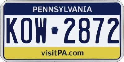 PA license plate KOW2872