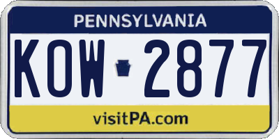 PA license plate KOW2877