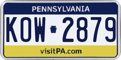 PA license plate KOW2879