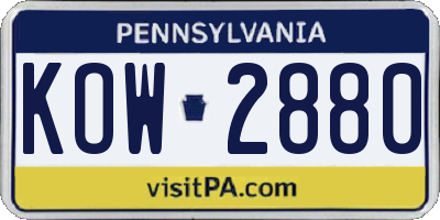 PA license plate KOW2880