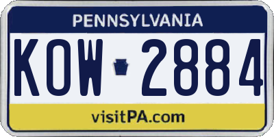 PA license plate KOW2884