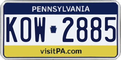 PA license plate KOW2885