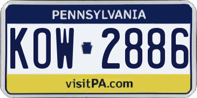 PA license plate KOW2886