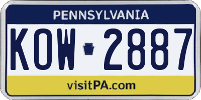 PA license plate KOW2887