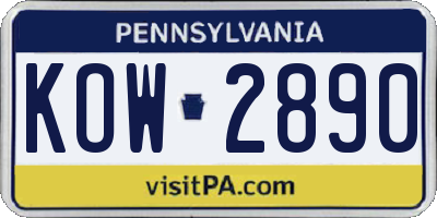 PA license plate KOW2890