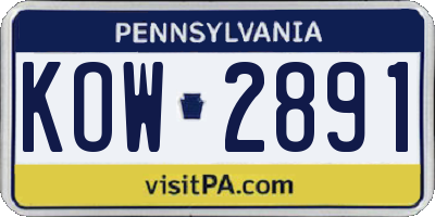 PA license plate KOW2891