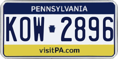PA license plate KOW2896