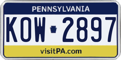 PA license plate KOW2897