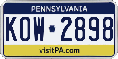 PA license plate KOW2898