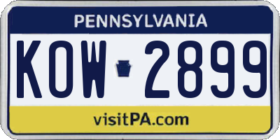 PA license plate KOW2899